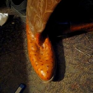 Brown Ostrich Leather Cowboy Boots